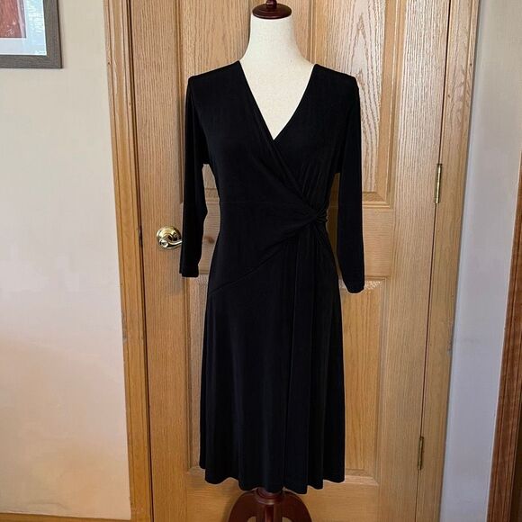 Chico’s Travelers Black Knot Side Dress Size Medium - Picture 1 of 6